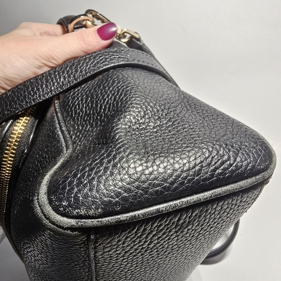 Kate Spade Chester Street Miri Satchel Crossbody Pebbled Leather Black Gold - Picture 12 of 13